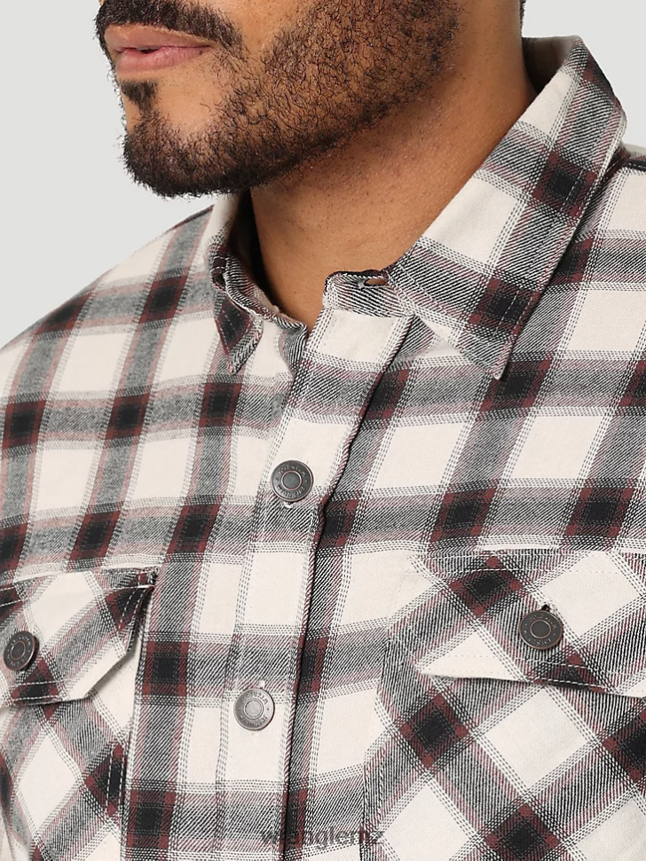 Wrangler Heavyweight Plaid Sherpa Lined Shirt Jacket Lilly White (112324451) Men Clothing DRL6LH390