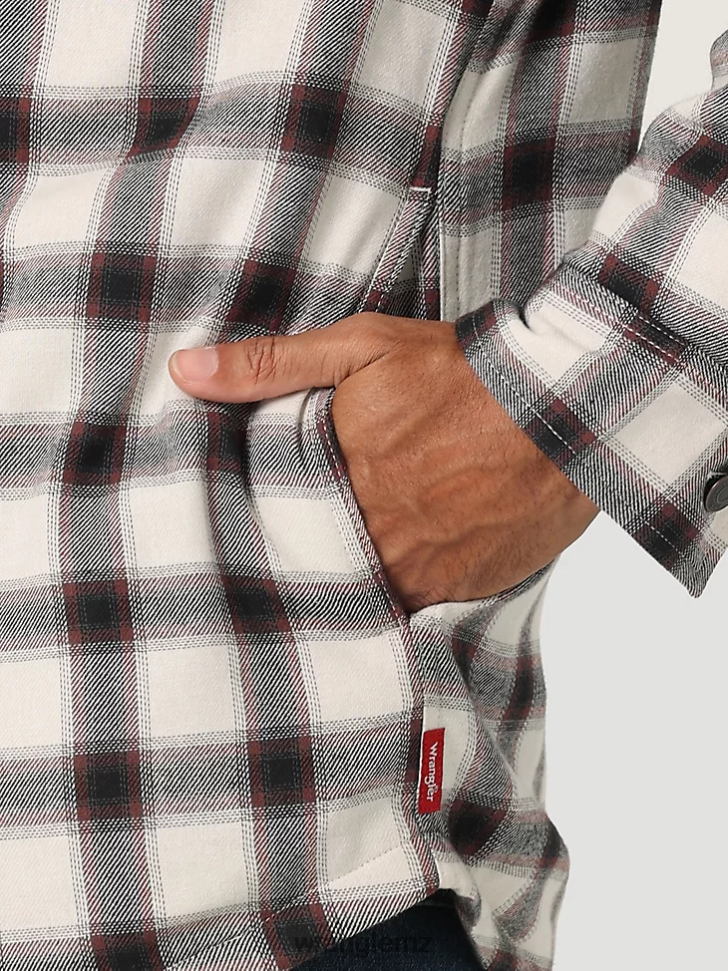 Wrangler Heavyweight Plaid Sherpa Lined Shirt Jacket Lilly White (112324451) Men Clothing DRL6LH390