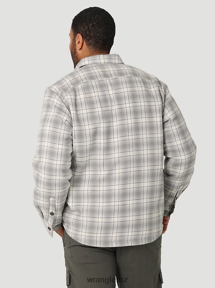 Wrangler Heavyweight Plaid Sherpa Lined Shirt Jacket Vaporous Gray (112325083) Men Clothing DRL6LH389