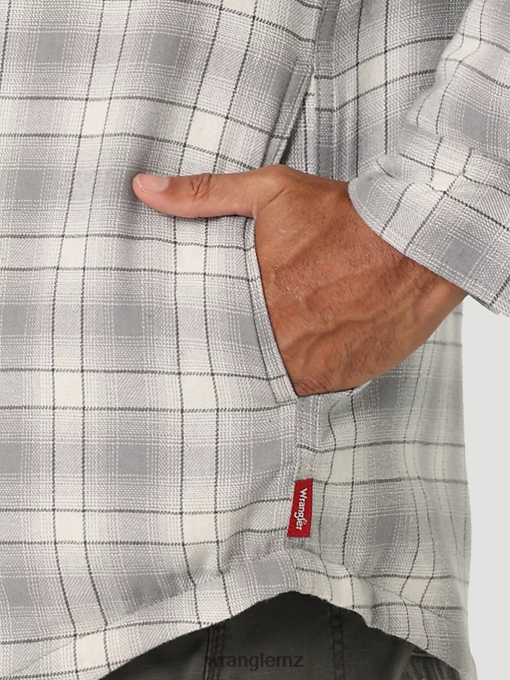 Wrangler Heavyweight Plaid Sherpa Lined Shirt Jacket Vaporous Gray (112325083) Men Clothing DRL6LH389