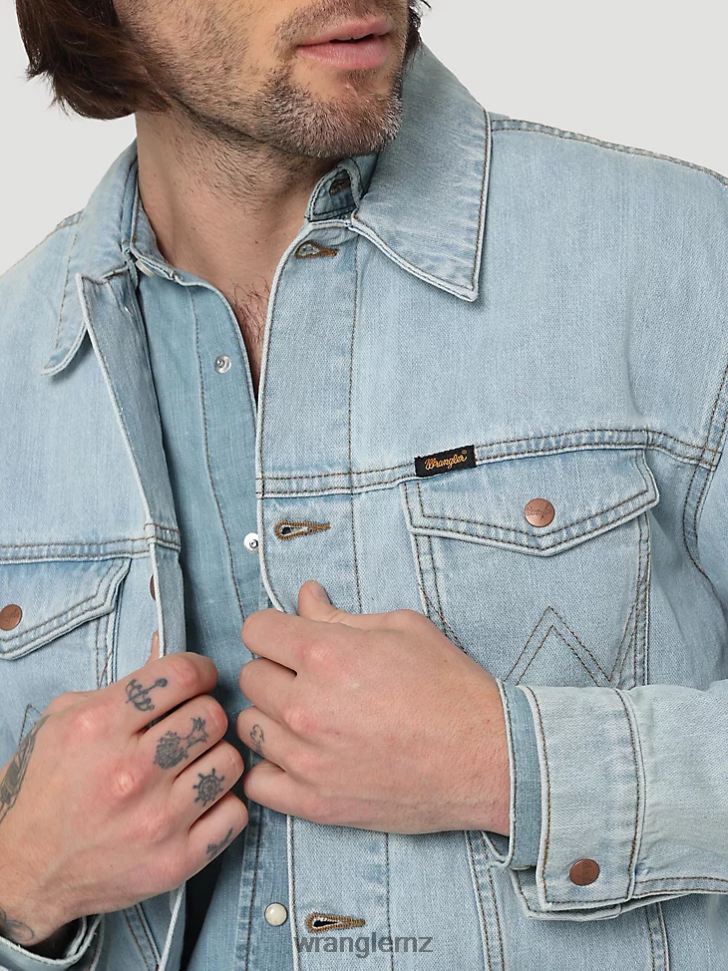 Wrangler Heritage Anti-Fit Jacket Icy Blue (112321108) Men Clothing DRL6LH618