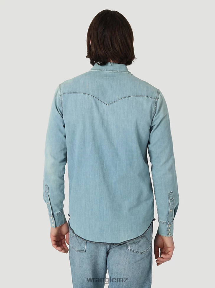 Wrangler Heritage Workshirt Icy Blue (112319096) Men Clothing DRL6LH477