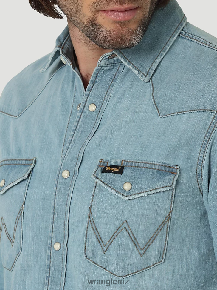 Wrangler Heritage Workshirt Icy Blue (112319096) Men Clothing DRL6LH477