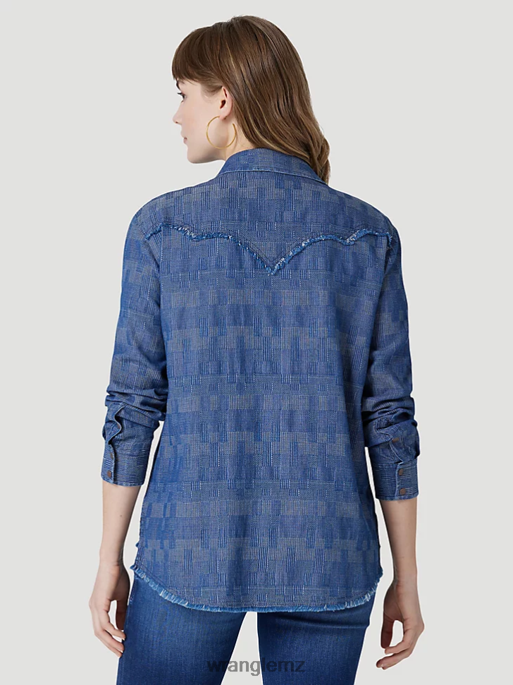 Wrangler Long Sleeve One Point Front and Back Yokes Solid Top Black (LW1002X) Women Clothing DRL6LH888