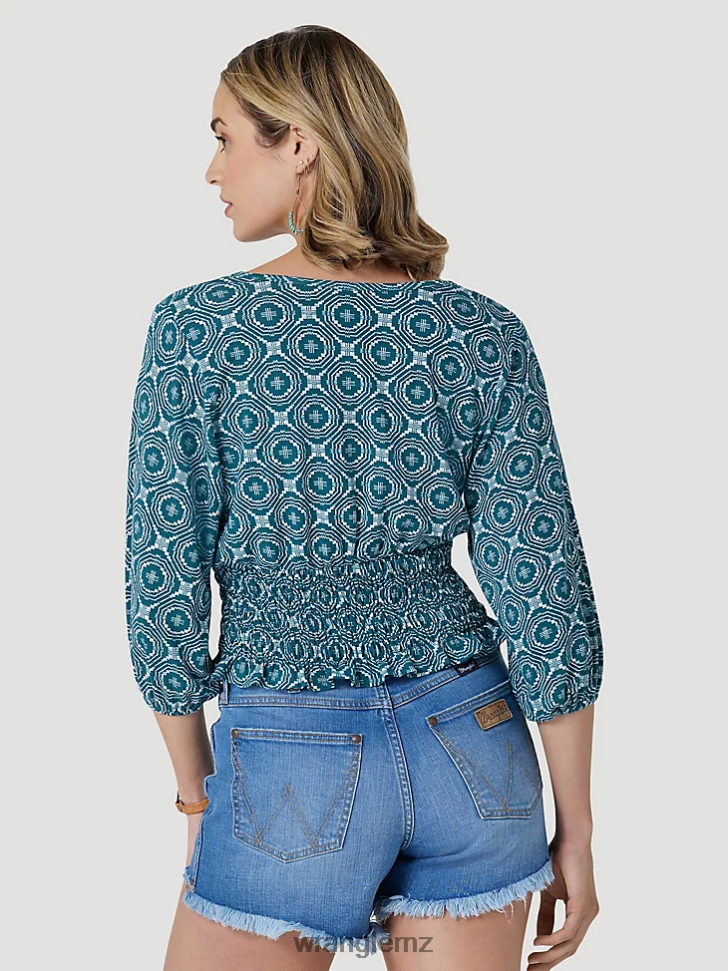 Wrangler Long Sleeve One Point Front and Back Yokes Solid Top Black (LW1002X) Women Clothing DRL6LH888