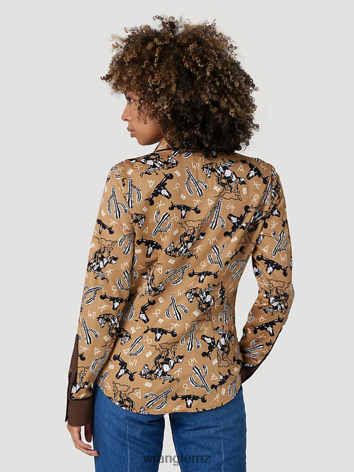 Wrangler Long Sleeve One Point Front and Back Yokes Solid Top Black (LW1002X) Women Clothing DRL6LH888