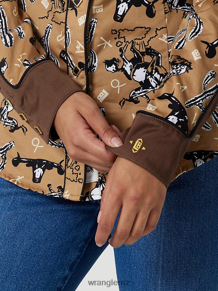 Wrangler Long Sleeve One Point Front and Back Yokes Solid Top Black (LW1002X) Women Clothing DRL6LH888