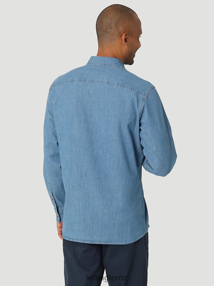 Wrangler Long Sleeve Twill/Denim Shirt Light Wash (112324398) Men Clothing DRL6LH375