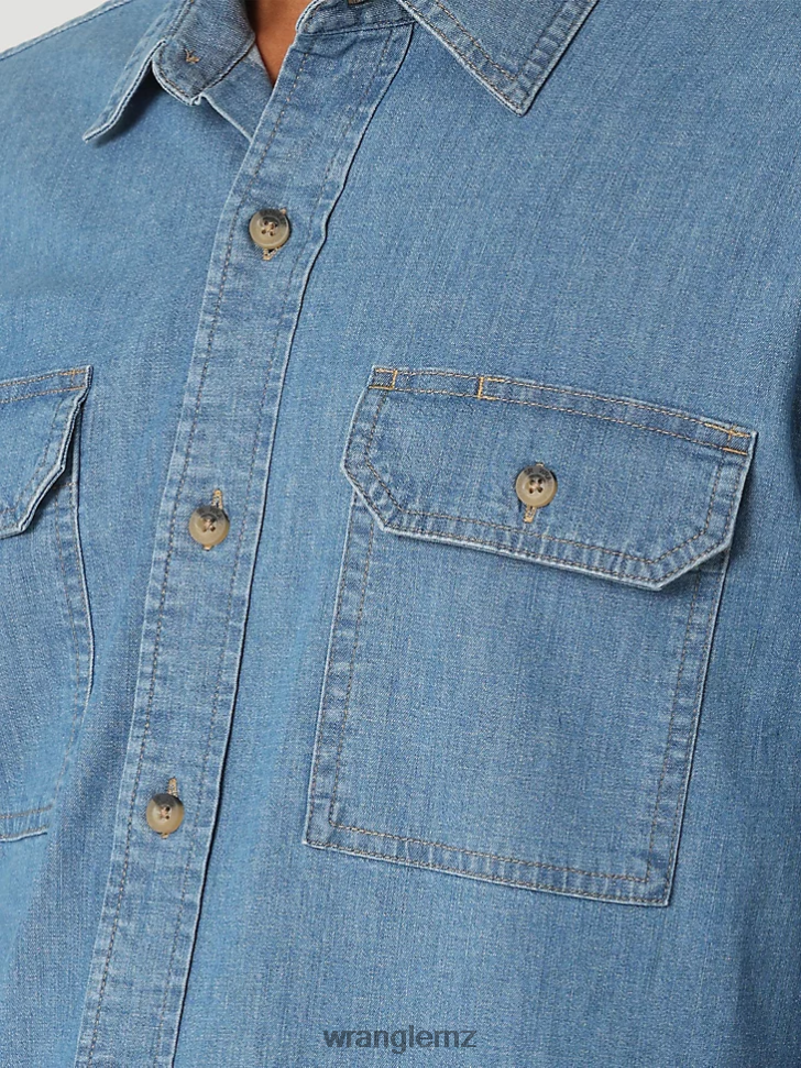 Wrangler Long Sleeve Twill/Denim Shirt Light Wash (112324398) Men Clothing DRL6LH375