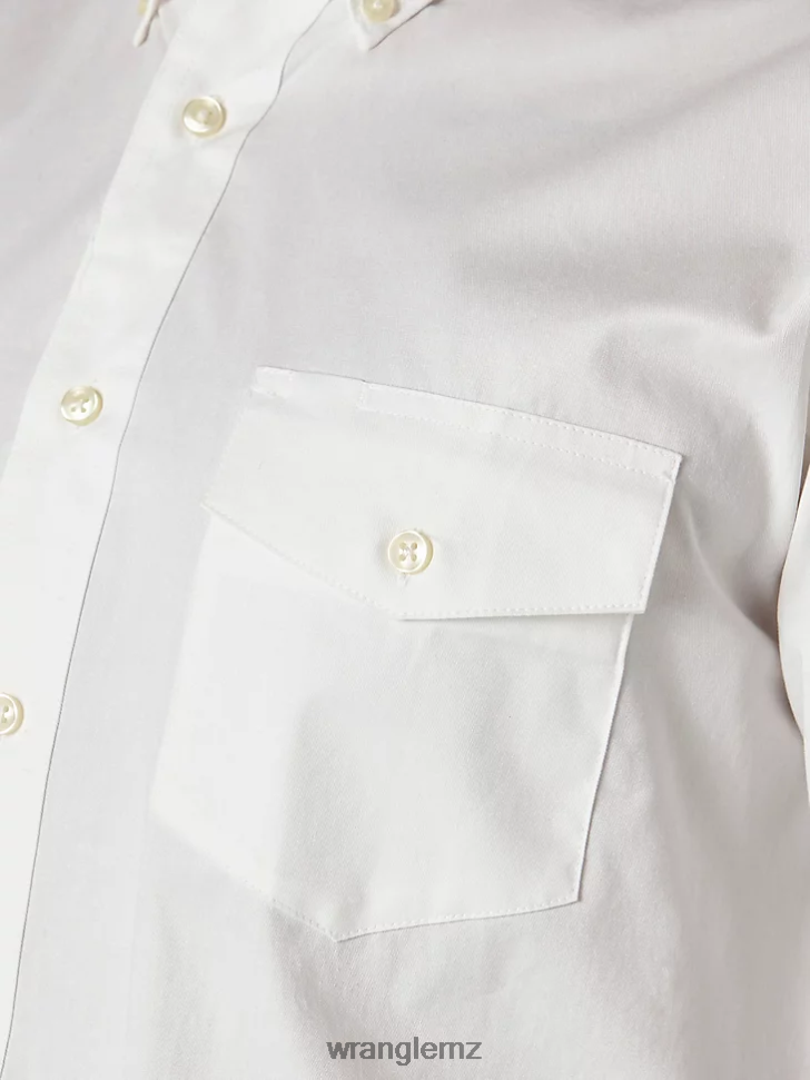 Wrangler Painted Desert Long Sleeve Button Down Lightweight Solid Twill Shirt White (71135CH) Men Clothing DRL6LH298