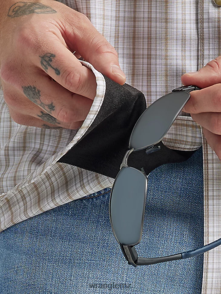 Wrangler Performance Snap Long Sleeve Plaid Shirt Tan Plaid (112326185) Men Clothing DRL6LH435