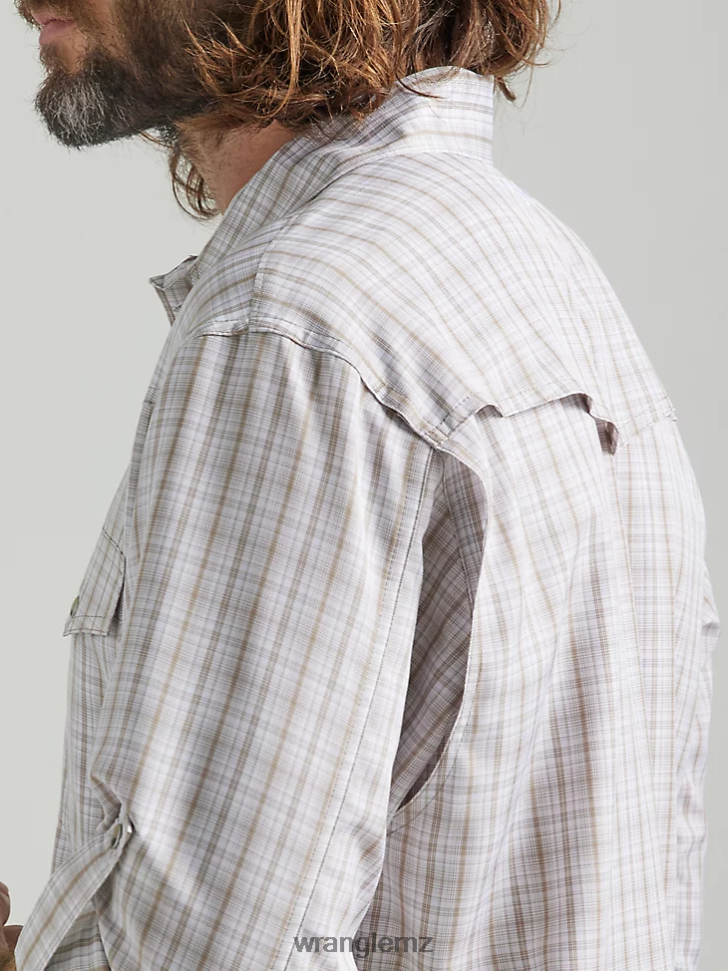 Wrangler Performance Snap Long Sleeve Plaid Shirt Tan Plaid (112326185) Men Clothing DRL6LH435