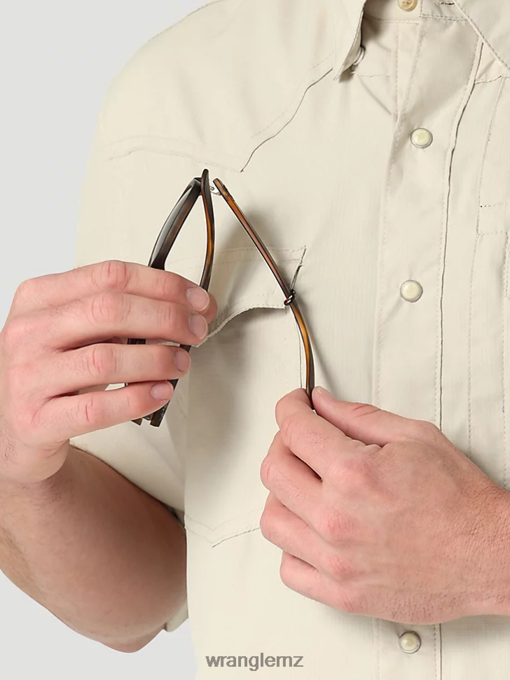 Wrangler Performance Snap Long Sleeve Solid Shirt Overcast (112323768) Men Clothing DRL6LH432