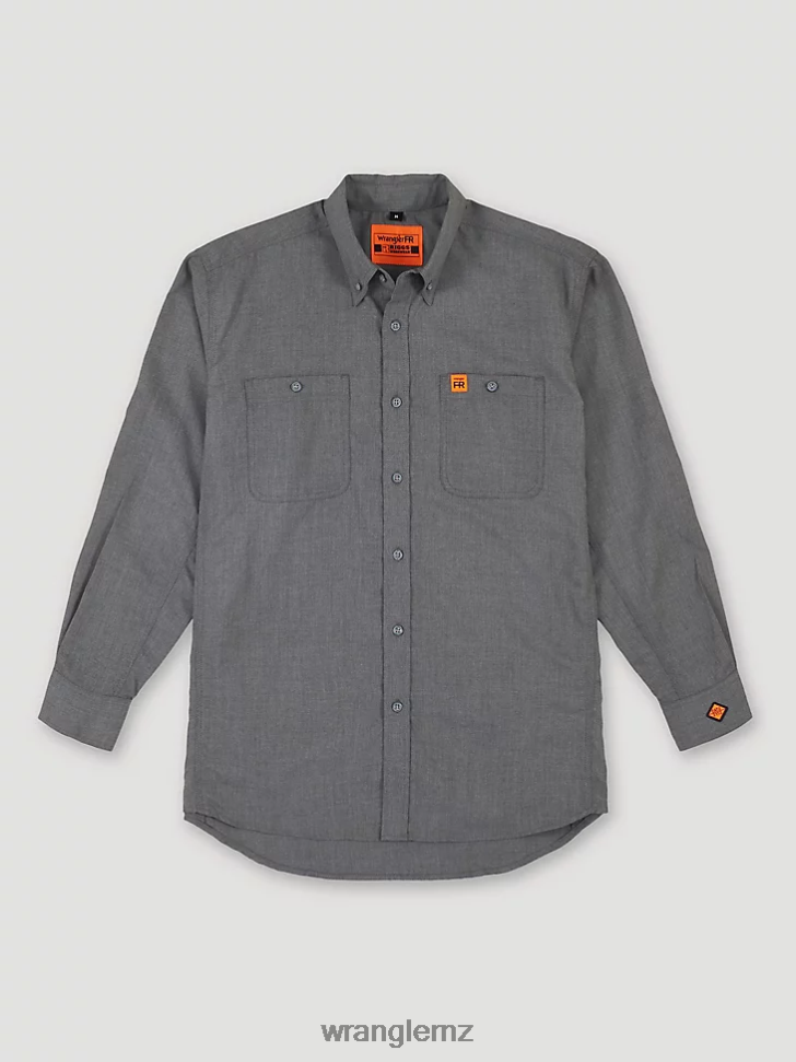 Wrangler RIGGS Workwear FR Flame Resistant Twill Solid Work Shirt Grey (FR3W01G) Men Clothing DRL6LH401