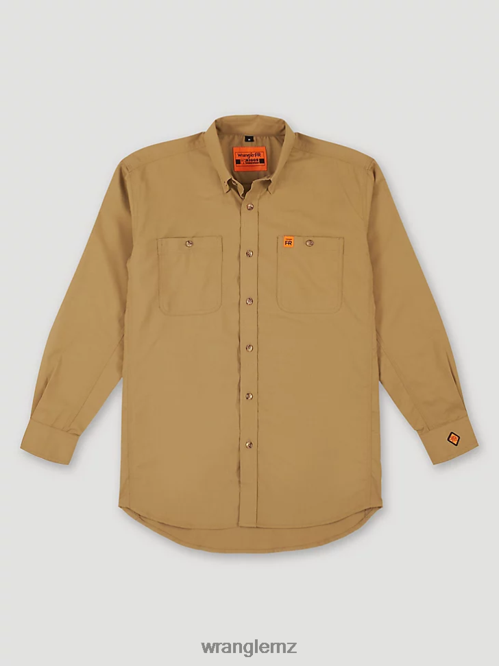 Wrangler RIGGS Workwear FR Flame Resistant Twill Solid Work Shirt Khaki (FR3W01K) Men Clothing DRL6LH403