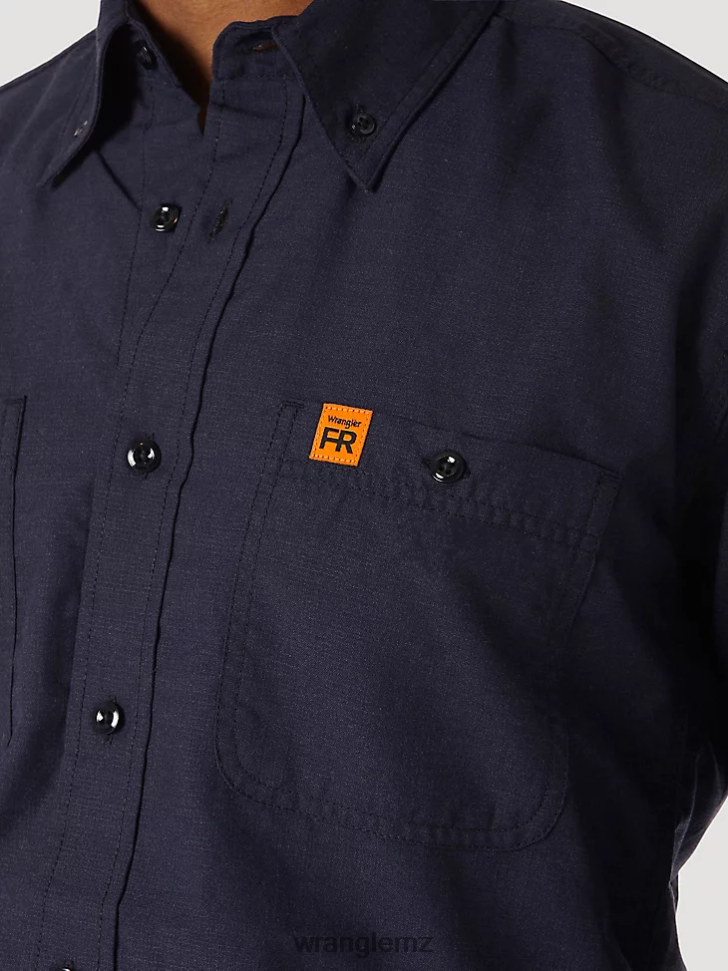 Wrangler RIGGS Workwear FR Flame Resistant Twill Solid Work Shirt Navy (FR3W01N) Men Clothing DRL6LH402