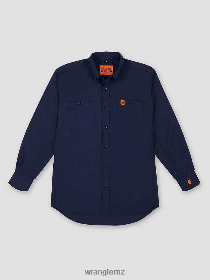 Wrangler RIGGS Workwear FR Flame Resistant Twill Solid Work Shirt Navy (FR3W01N) Men Clothing DRL6LH402
