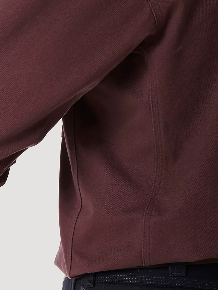 Wrangler RIGGS Workwear Long Sleeve Button Down Solid Twill Work Shirt Burgundy (3W501BG) Men Clothing DRL6LH352