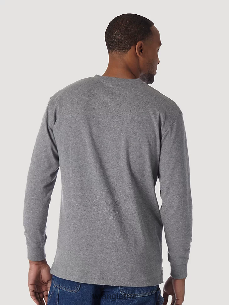 Wrangler RIGGS Workwear Long Sleeve Solid Henley Charcoal Grey (3W750CH) Men Clothing DRL6LH288