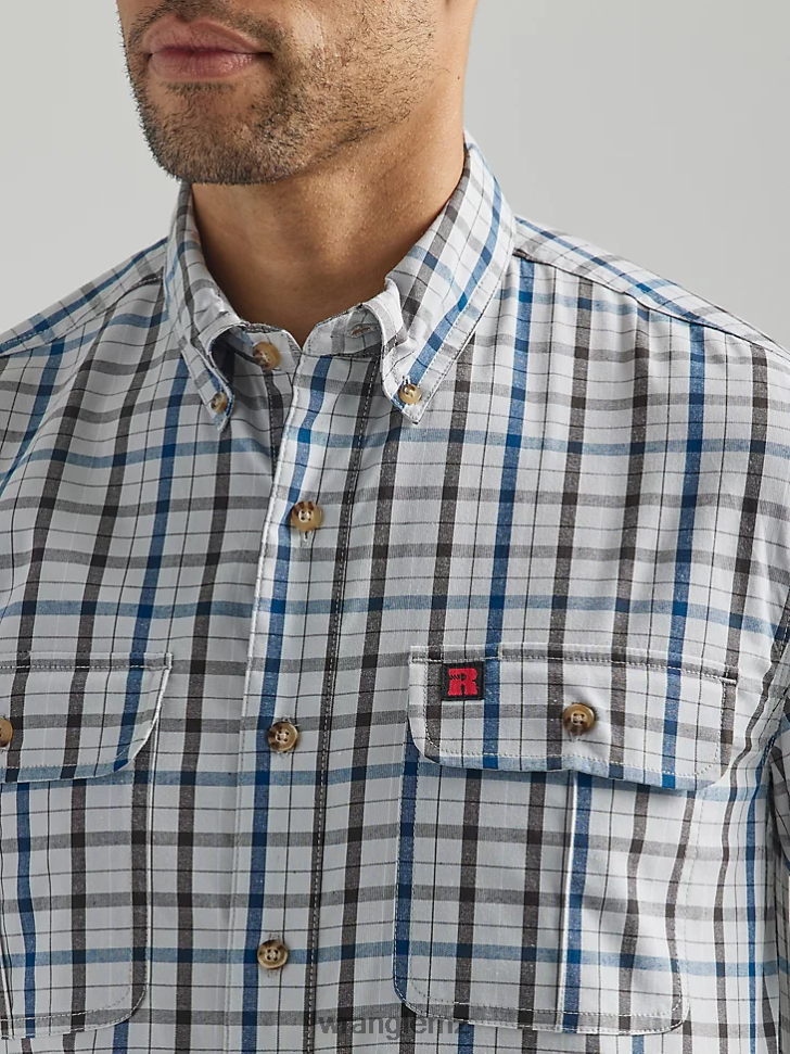 Wrangler RIGGS Workwear Plaid Work Shirt Downpour (112325152) Men Clothing DRL6LH672