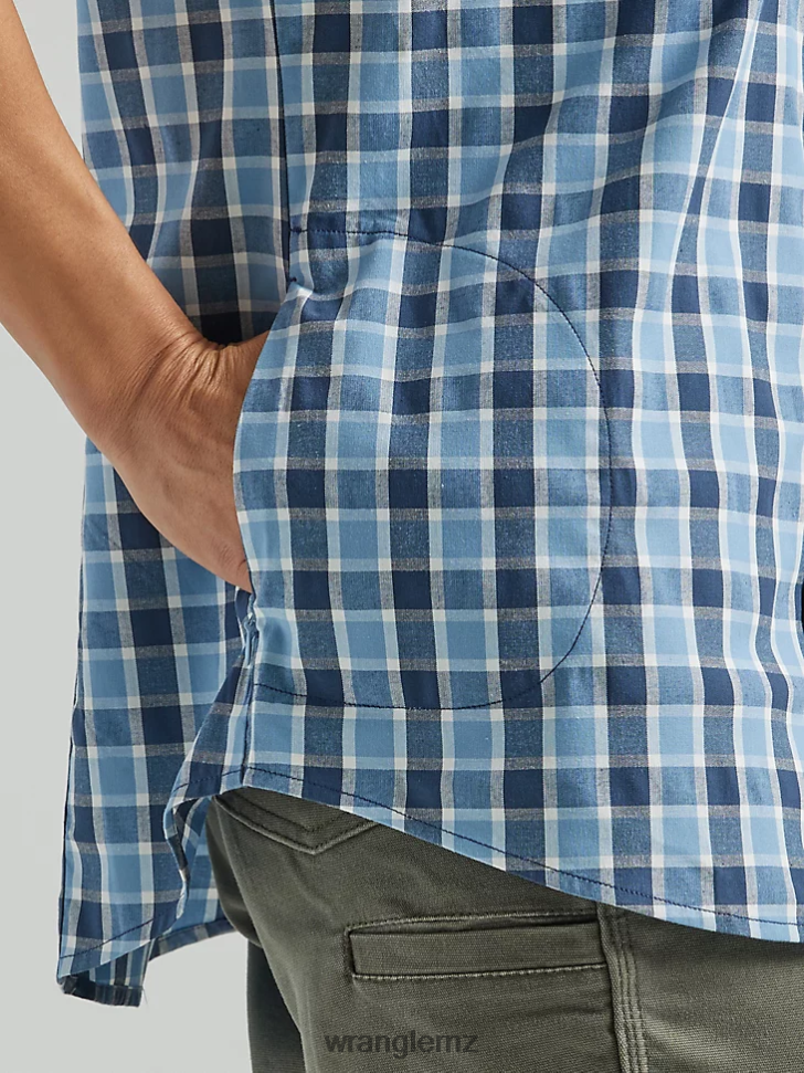 Wrangler RIGGS Workwear Short Sleeve Foreman Button Down Shirt Blue Deep (112325690) Women Clothing DRL6LH907