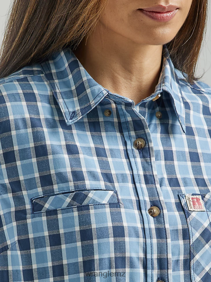Wrangler RIGGS Workwear Short Sleeve Foreman Button Down Shirt Blue Deep (112325690) Women Clothing DRL6LH907