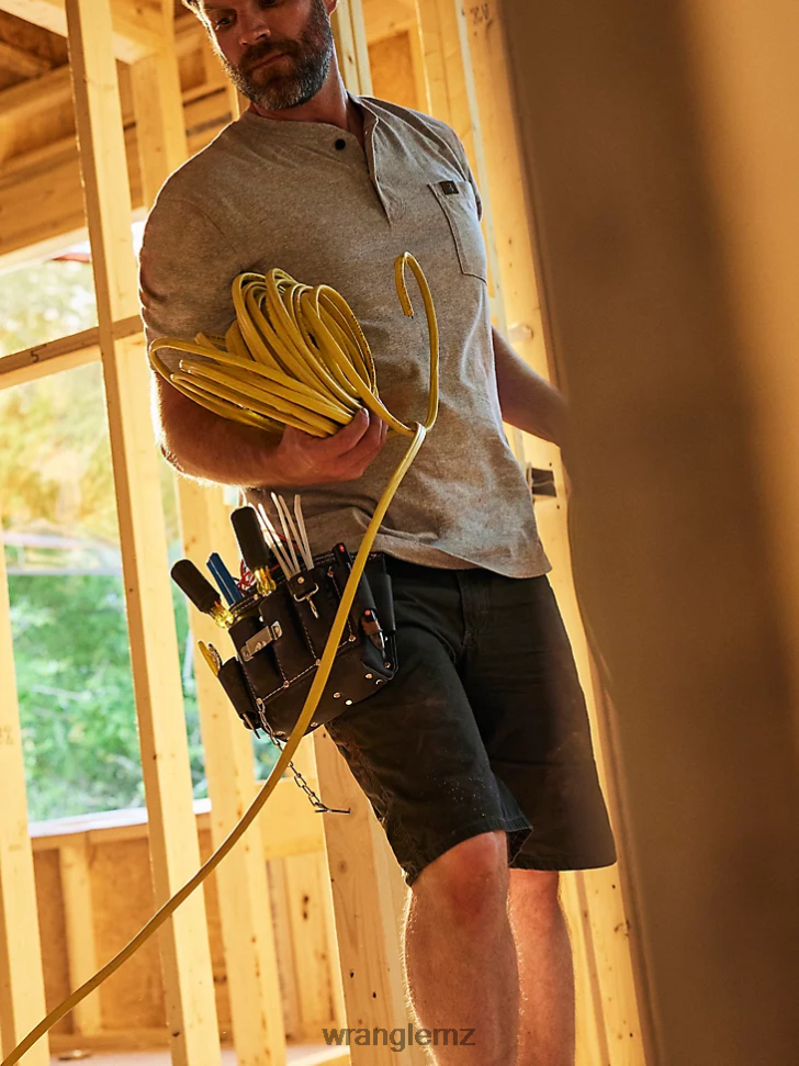 Wrangler RIGGS Workwear Short Sleeve Henley Ash Heather (3W760AH) Men Clothing DRL6LH271