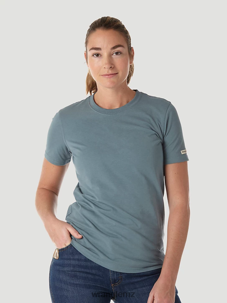 Wrangler RIGGS Workwear Short Sleeve Performance T-Shirt Sea Green (3WF70GR) Women Clothing DRL6LH876