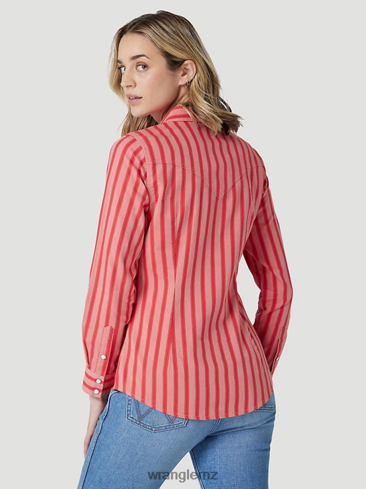 Wrangler Retro Americana Bandana Western Snap Shirt Red (112327234) Women Clothing DRL6LH882