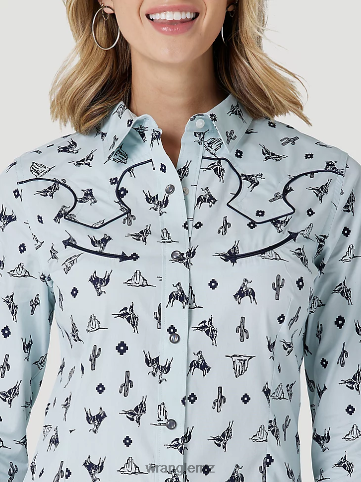 Wrangler Retro Americana Bandana Western Snap Shirt Red (112327234) Women Clothing DRL6LH882