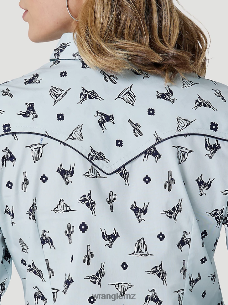 Wrangler Retro Americana Bandana Western Snap Shirt Red (112327234) Women Clothing DRL6LH882