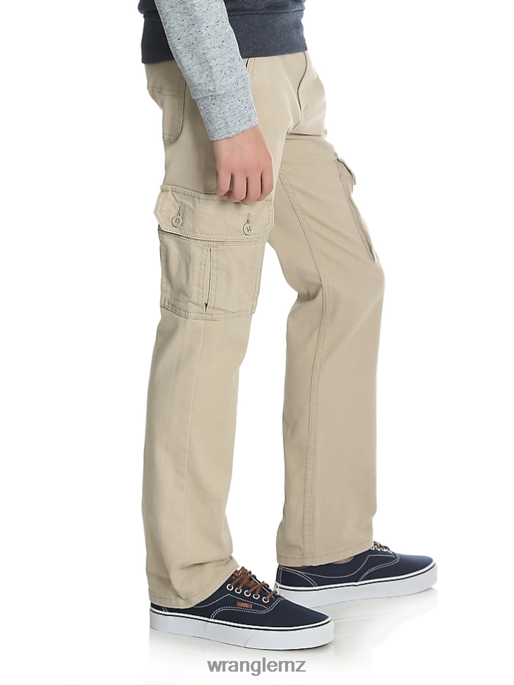 Wrangler Slim Straight Stretch Cargo Pant Buff (9RKBWBF) Boys Clothing DRL6LH957