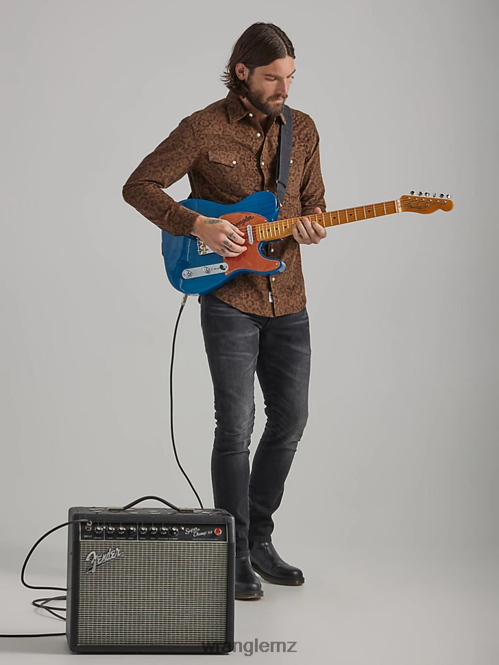 Wrangler Wrinkle Resist Short Sleeve Western Snap Plaid Shirt Gray Blue (112324663) Men Clothing DRL6LH442