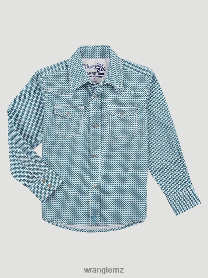 Wrangler 20X Advanced Comfort Western Snap Print Shirt Blue Zag (112317146) Boys Clothing DRL6LH992