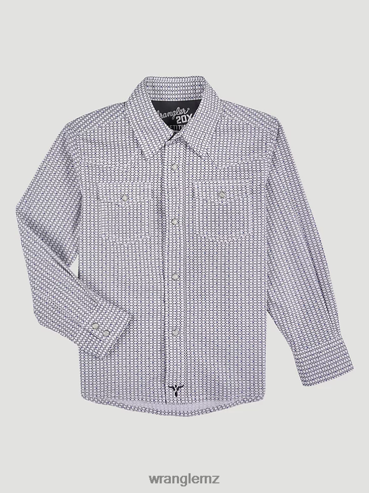 Wrangler 20X Advanced Comfort Western Snap Print Shirt Purple Honeycomb (112327787) Boys Clothing DRL6LH994