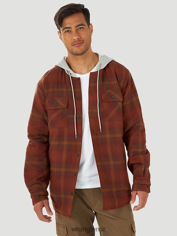 Wrangler Authentics Quilted Flannel Shirt Jacket Red (ZHEEPAE) Men Clothing DRL6LH393