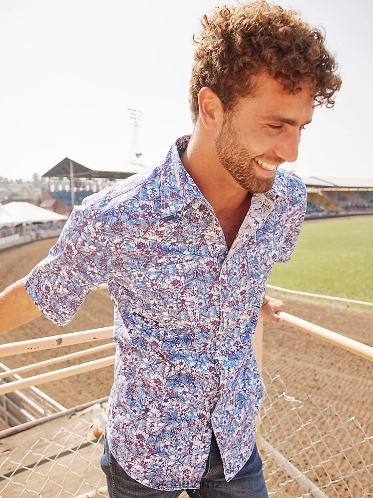 Wrangler 20X Competition Advanced Comfort Short Sleeve Western Snap Print Shirt Watercolor Violet (112327810) Men Clothing DRL6LH504