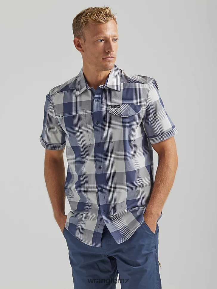 Wrangler ATG Asymmetrical Zip Pocket Plaid Shirt Mist (112333854) Men Clothing DRL6LH634