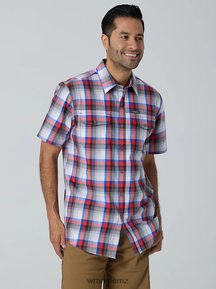 Wrangler Eco-Friendly Plaid Short Sleeve Camp Shirt Amethyst City (112336166) Men Clothing DRL6LH654