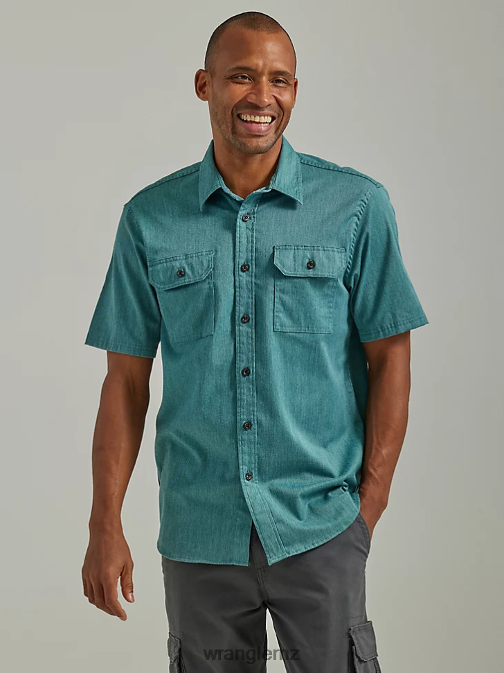 Wrangler Epic Soft Flex Twill Shirt Pacific (112330780) Men Clothing DRL6LH359