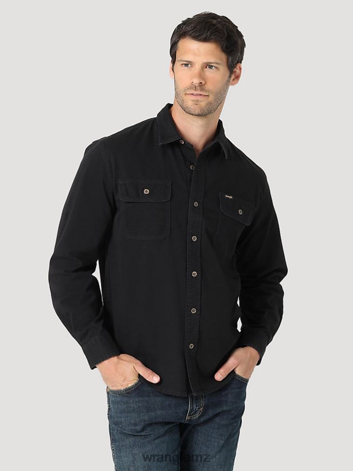 Wrangler Epic Soft Stretch Twill Shirt Black (112322906) Men Clothing DRL6LH330