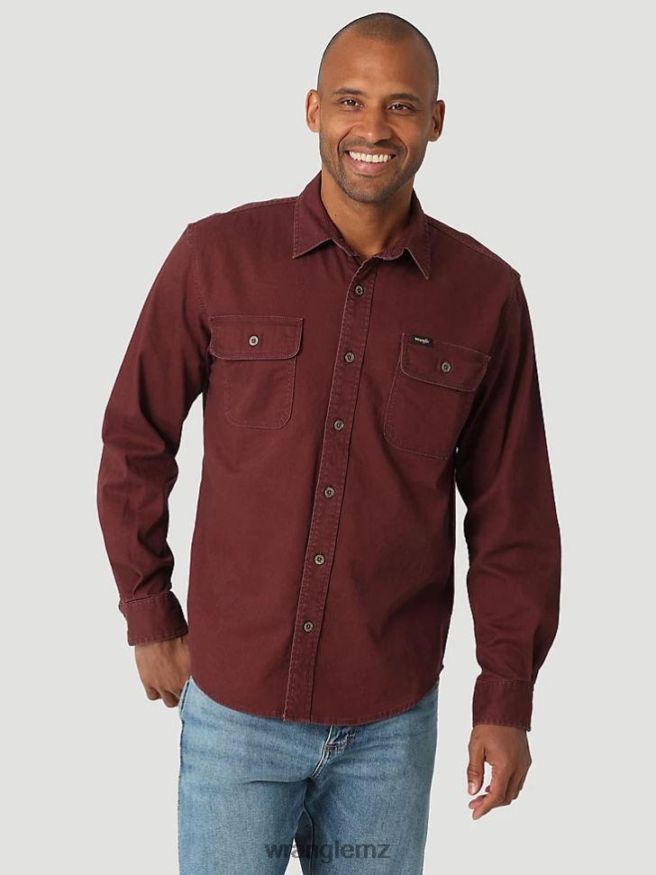 Wrangler Epic Soft Stretch Twill Shirt Decadent Chocolate (112322907) Men Clothing DRL6LH329
