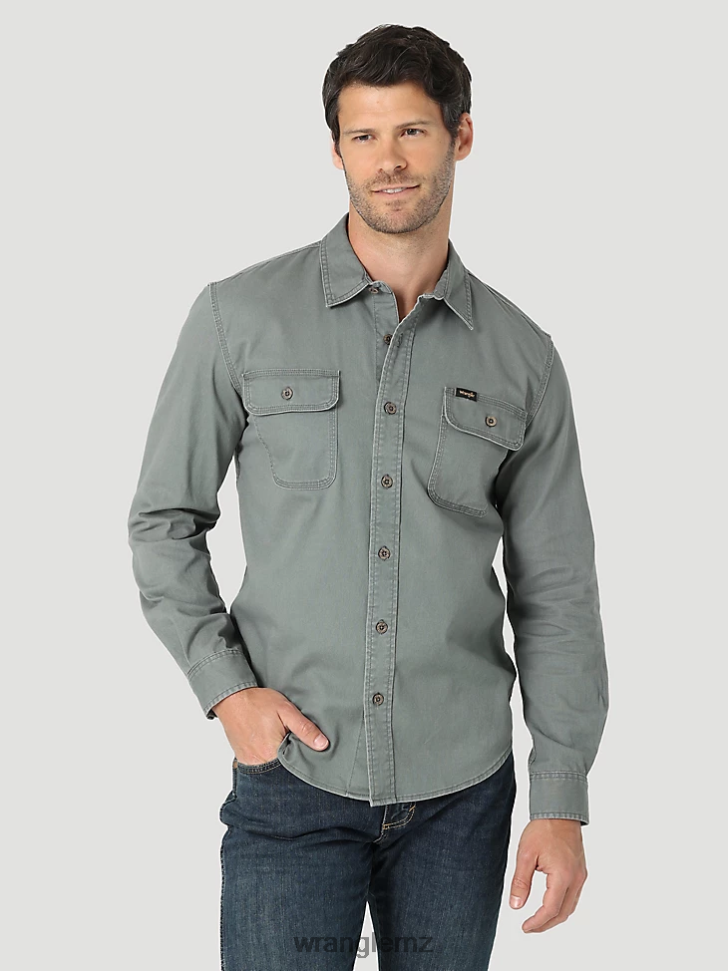 Wrangler Epic Soft Stretch Twill Shirt Gunmetal (112322904) Men Clothing DRL6LH332