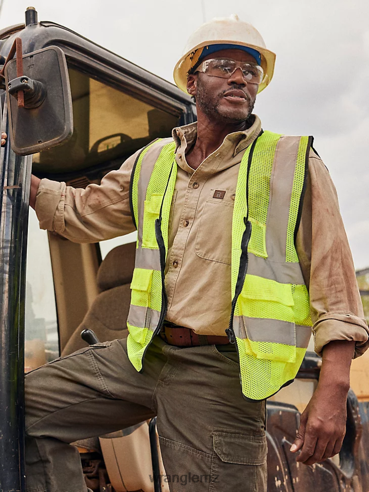 Wrangler RIGGS Workwear Long Sleeve Button Down Solid Twill Work Shirt Khaki (3W501KH) Men Clothing DRL6LH351