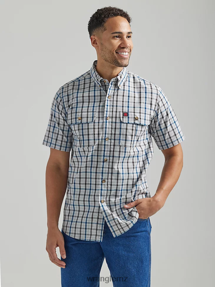 Wrangler RIGGS Workwear Plaid Work Shirt Downpour (112325152) Men Clothing DRL6LH672