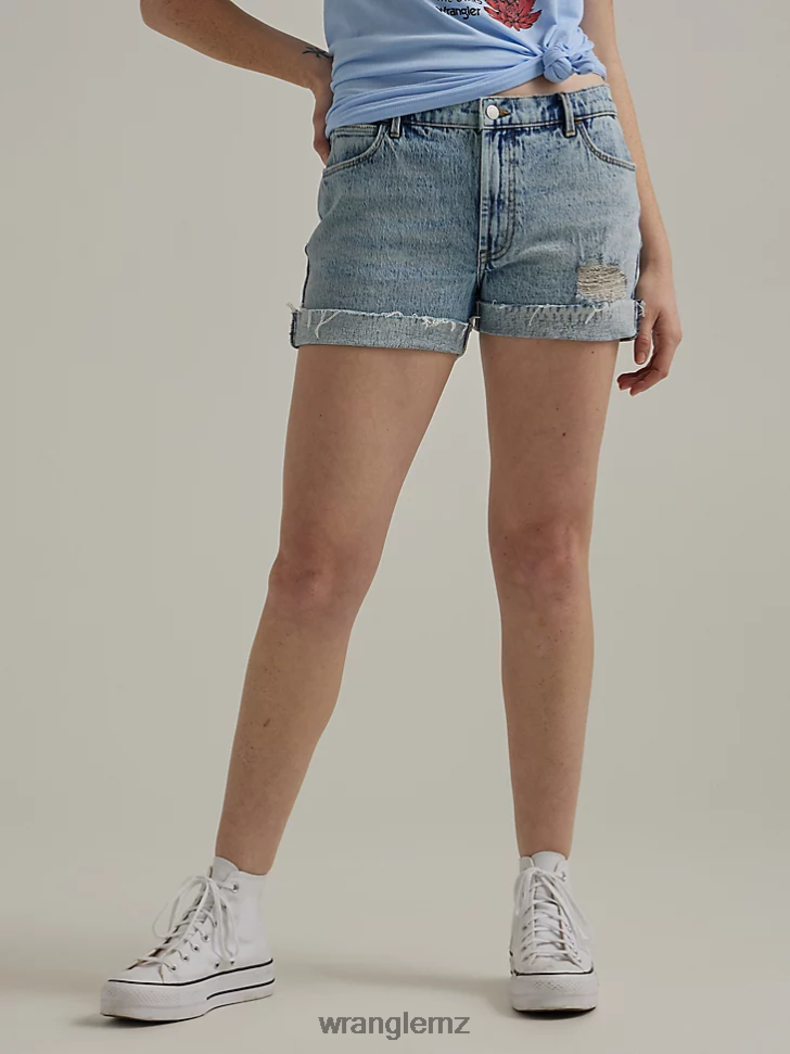 Wrangler Destructed Denim Roll Short Wildflower (112333497) Women Clothing DRL6LH851