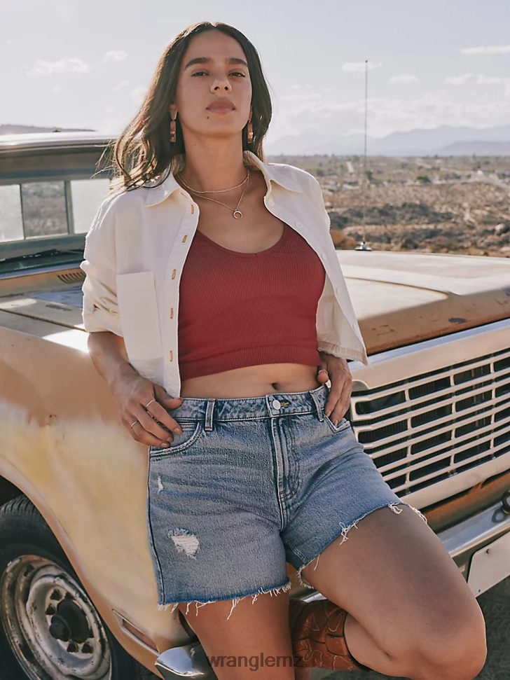 Wrangler High Rise Mid Thigh Short Bloom (112333478) Women Clothing DRL6LH826